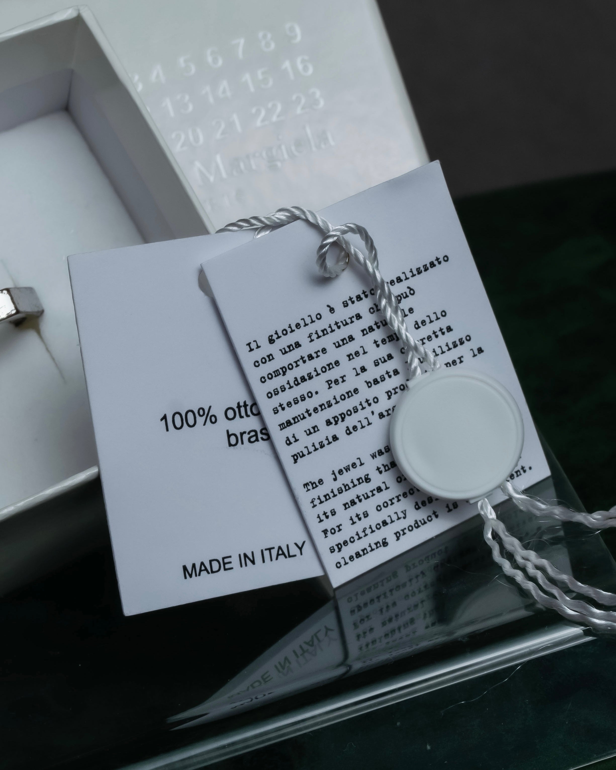 "MAISON MARGIELA" Numbered logo engraved hexagonal silver ring