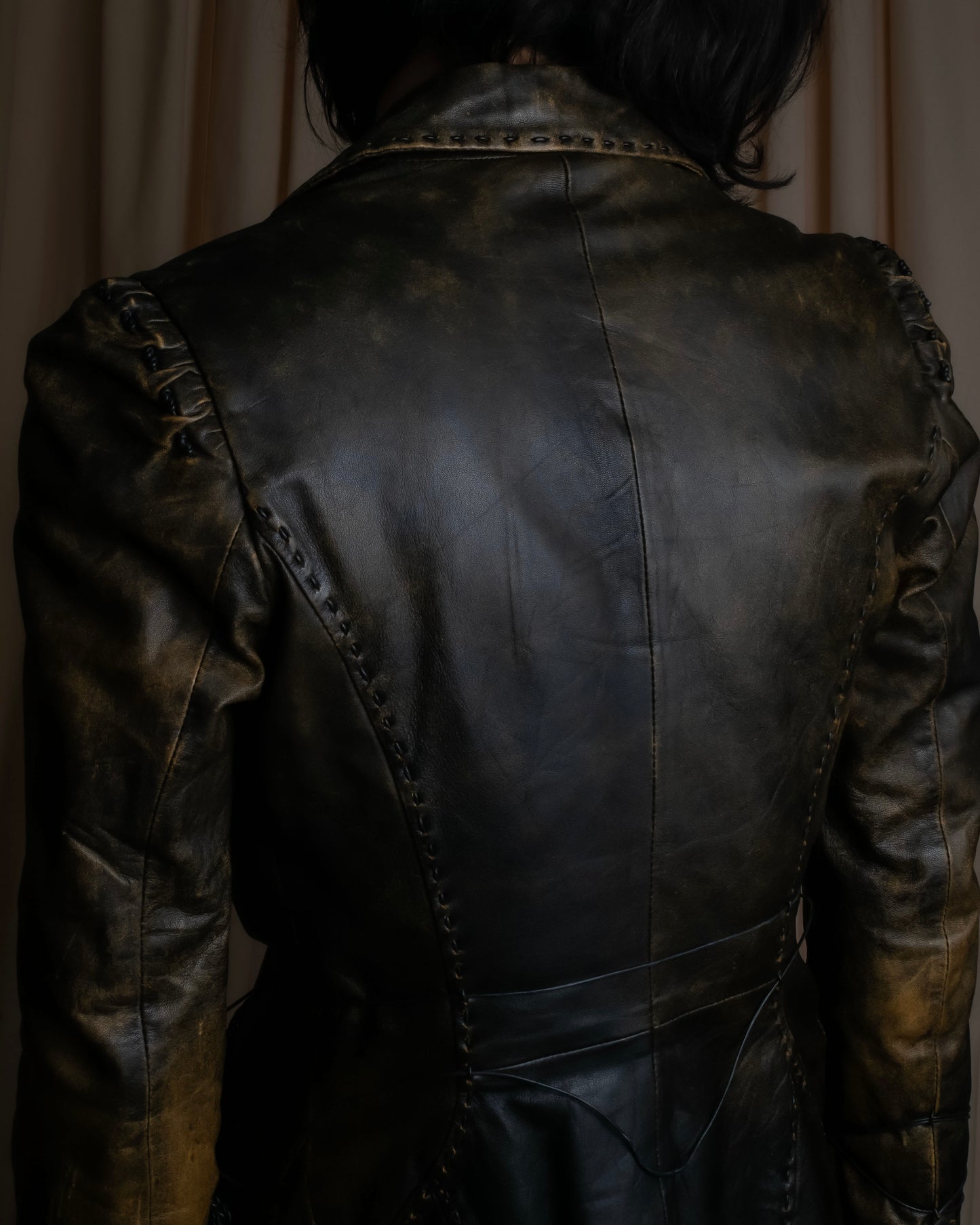 "ROBERTA SCARPA" 100% lamb leather gathered design shaped jacket