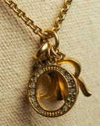 "Christian Dior" 90's-00's Gold tone logo charm necklace