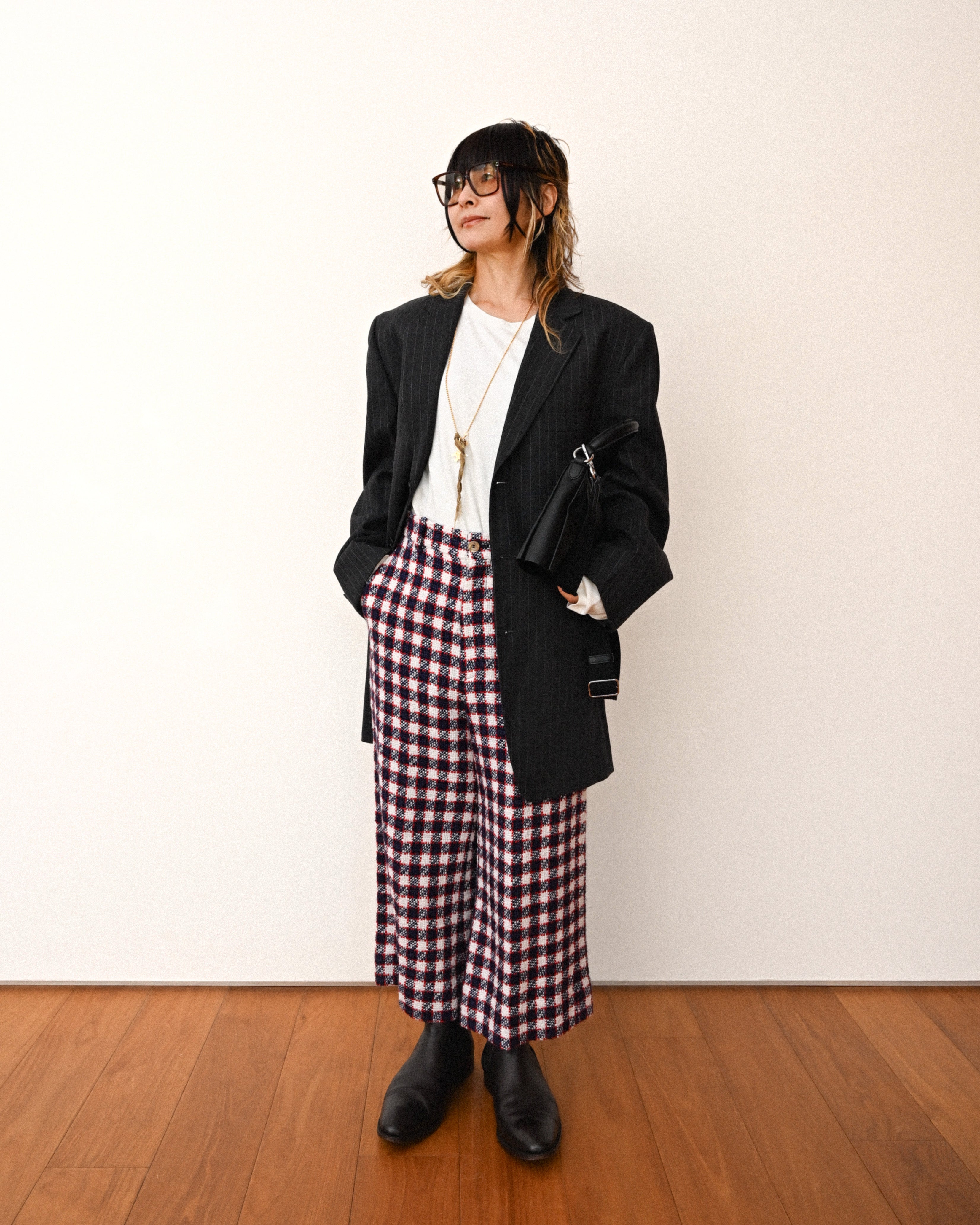 GUCCI by Alessandro Michele / Checkered Pattern Tweed Culotte Pants