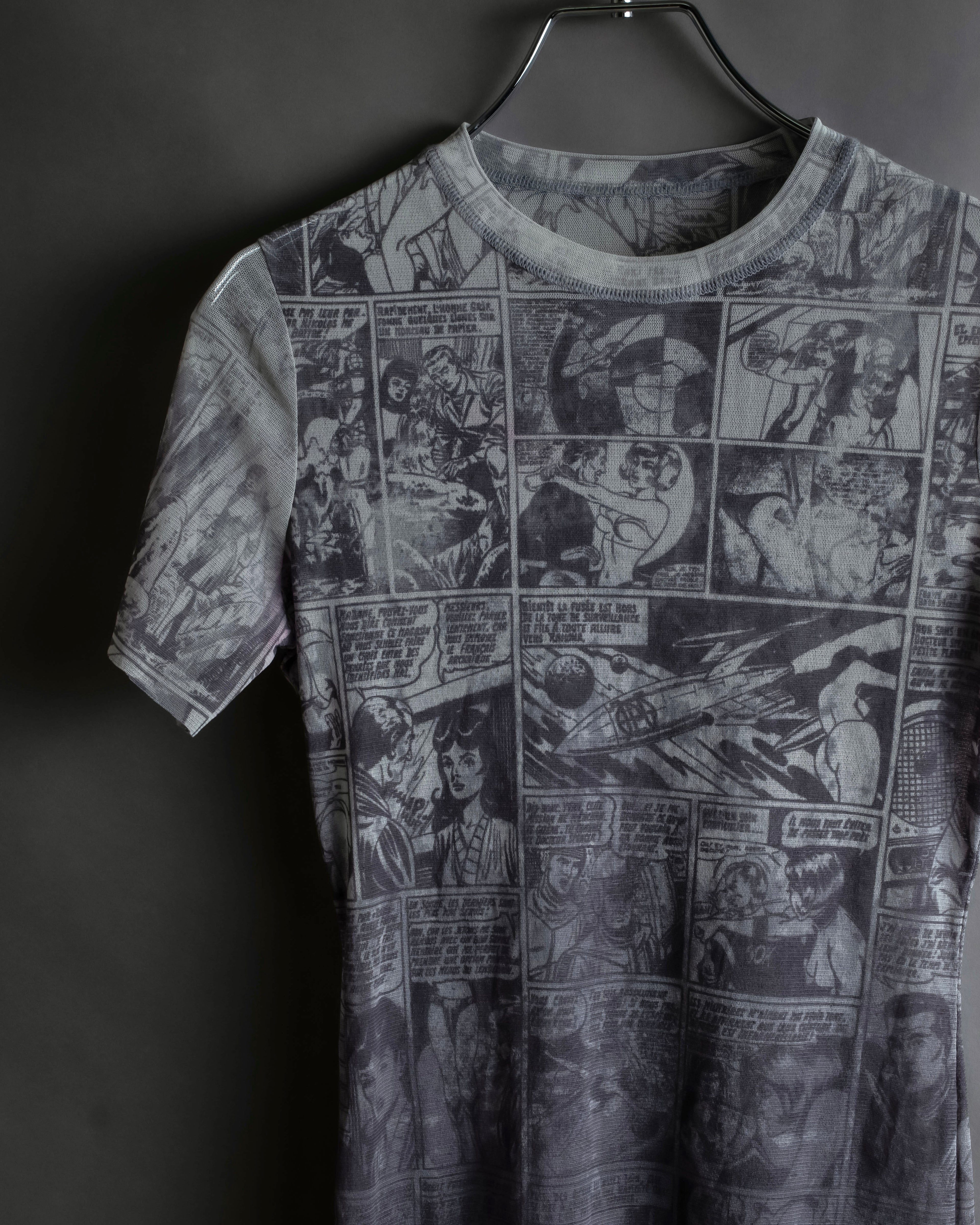 "JEAN PAUL GAULTIER JEANS" American comic book motif sheer short length pullover