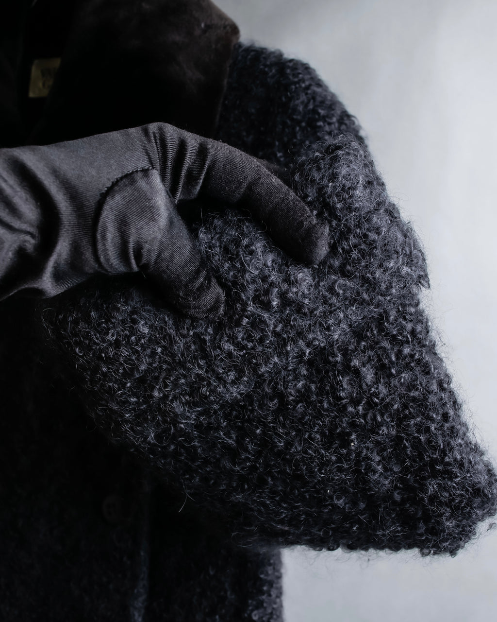 "Valentino Garavani" Fur collar boucle wool mid-length coat