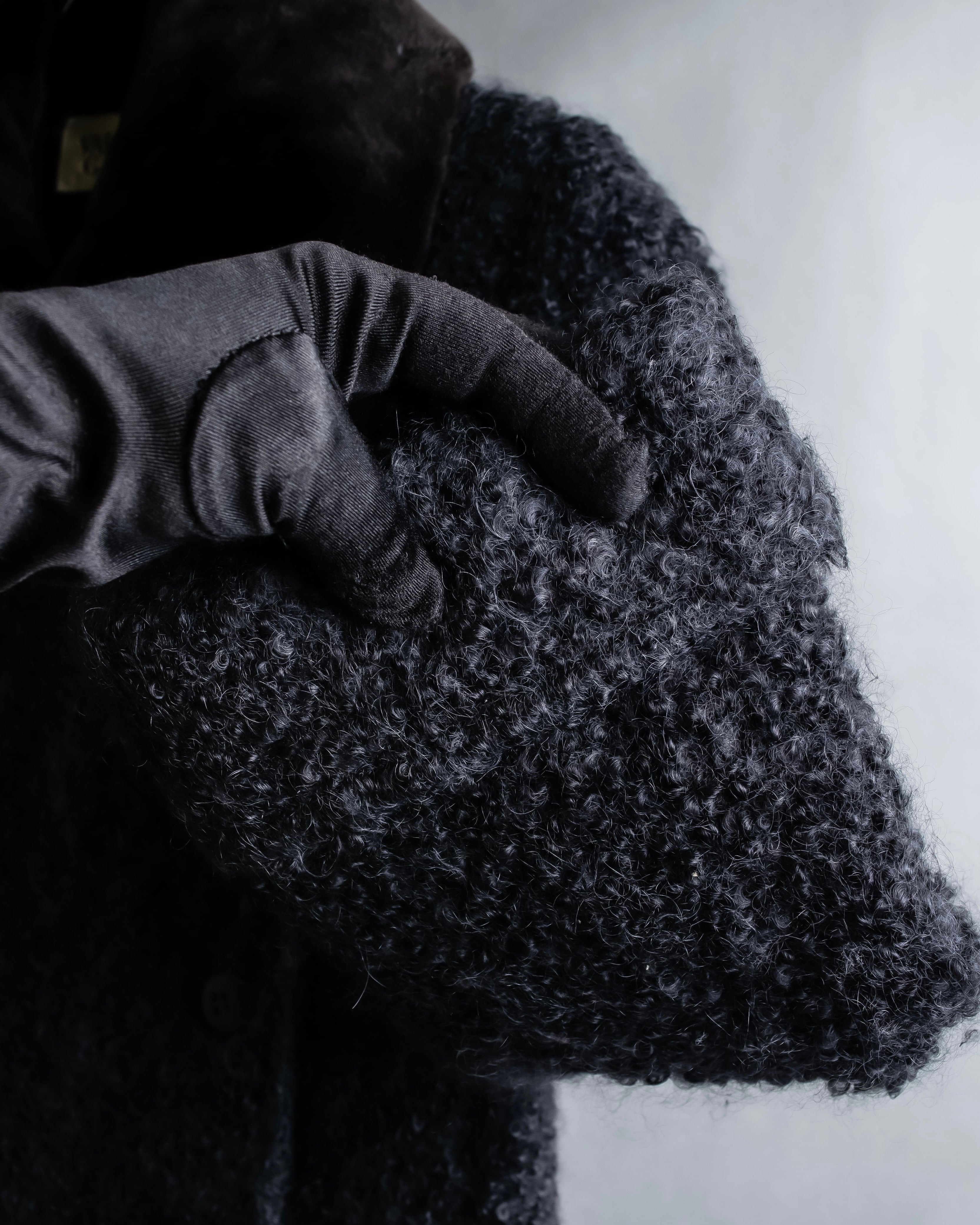 "Valentino Garavani" Fur collar boucle wool mid-length coat