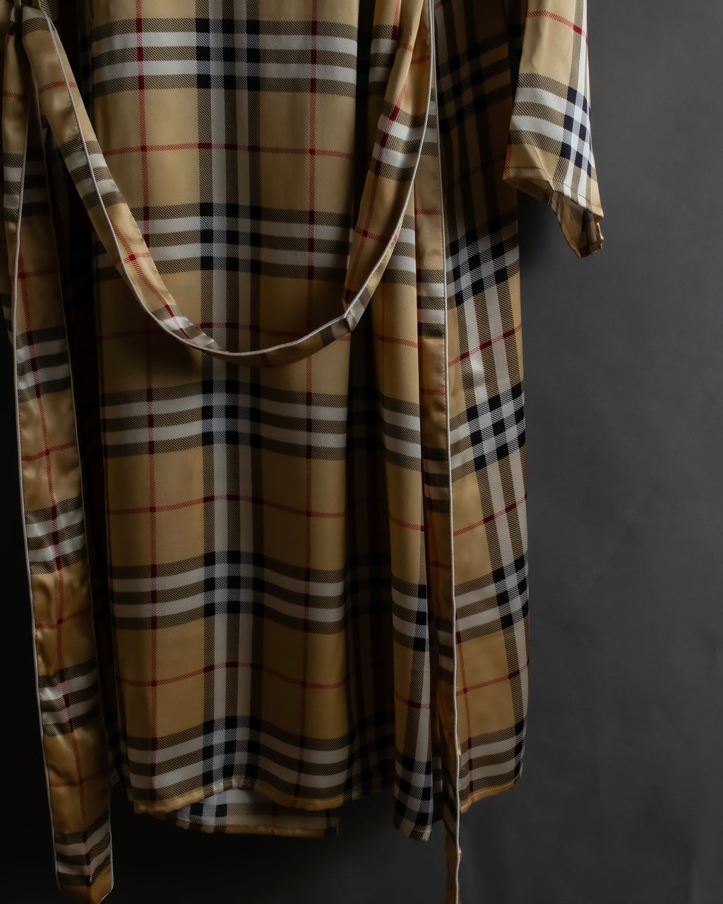 "BURBERRYS" Nova check maxi length silk gown coat