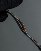 "CELINE" Triomphe motif stud design leather narrow belt