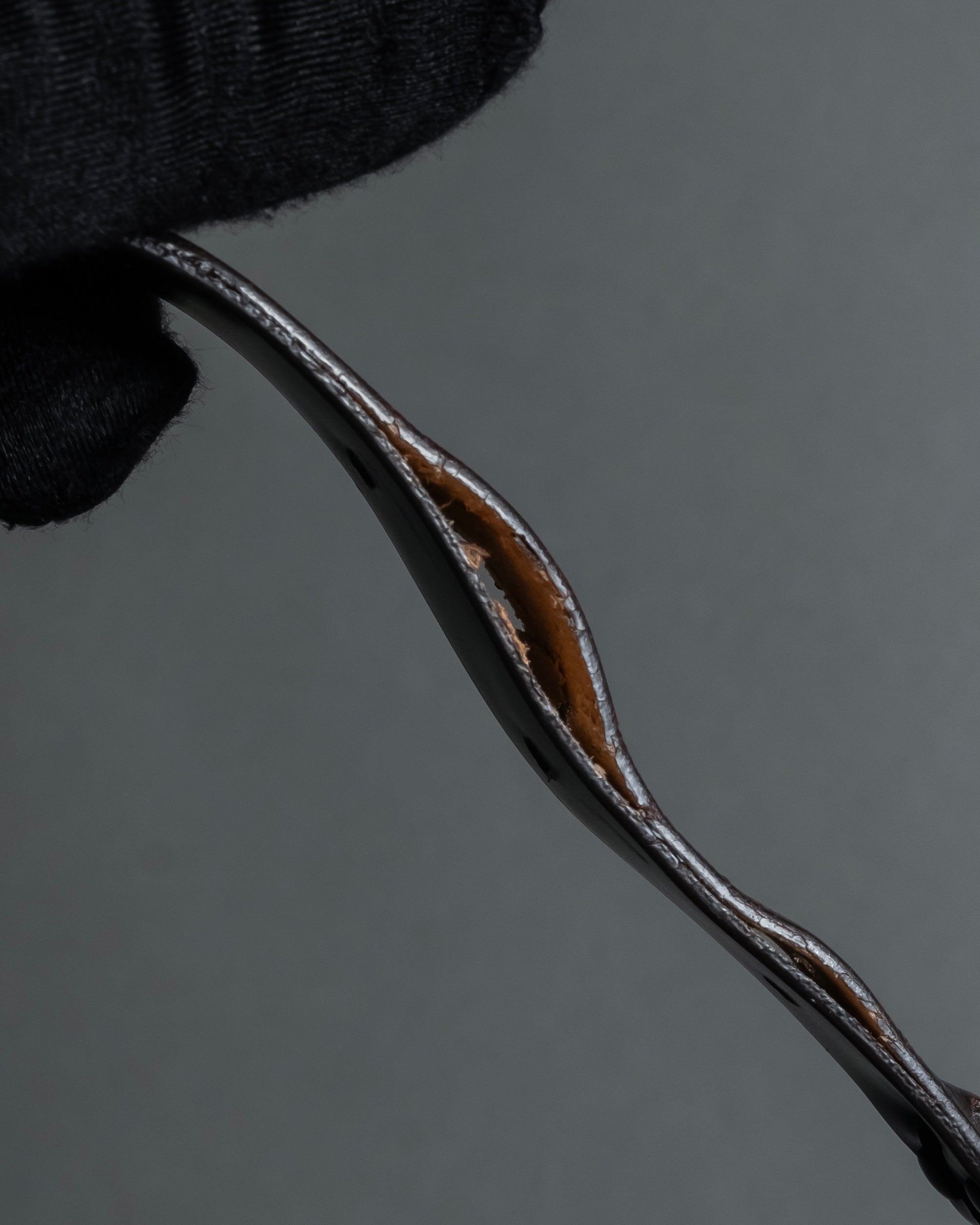 "CELINE" Triomphe motif stud design leather narrow belt