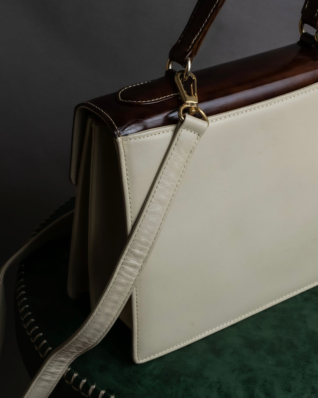 "Valentino Garavani" Square form bicolor 2way leather bag