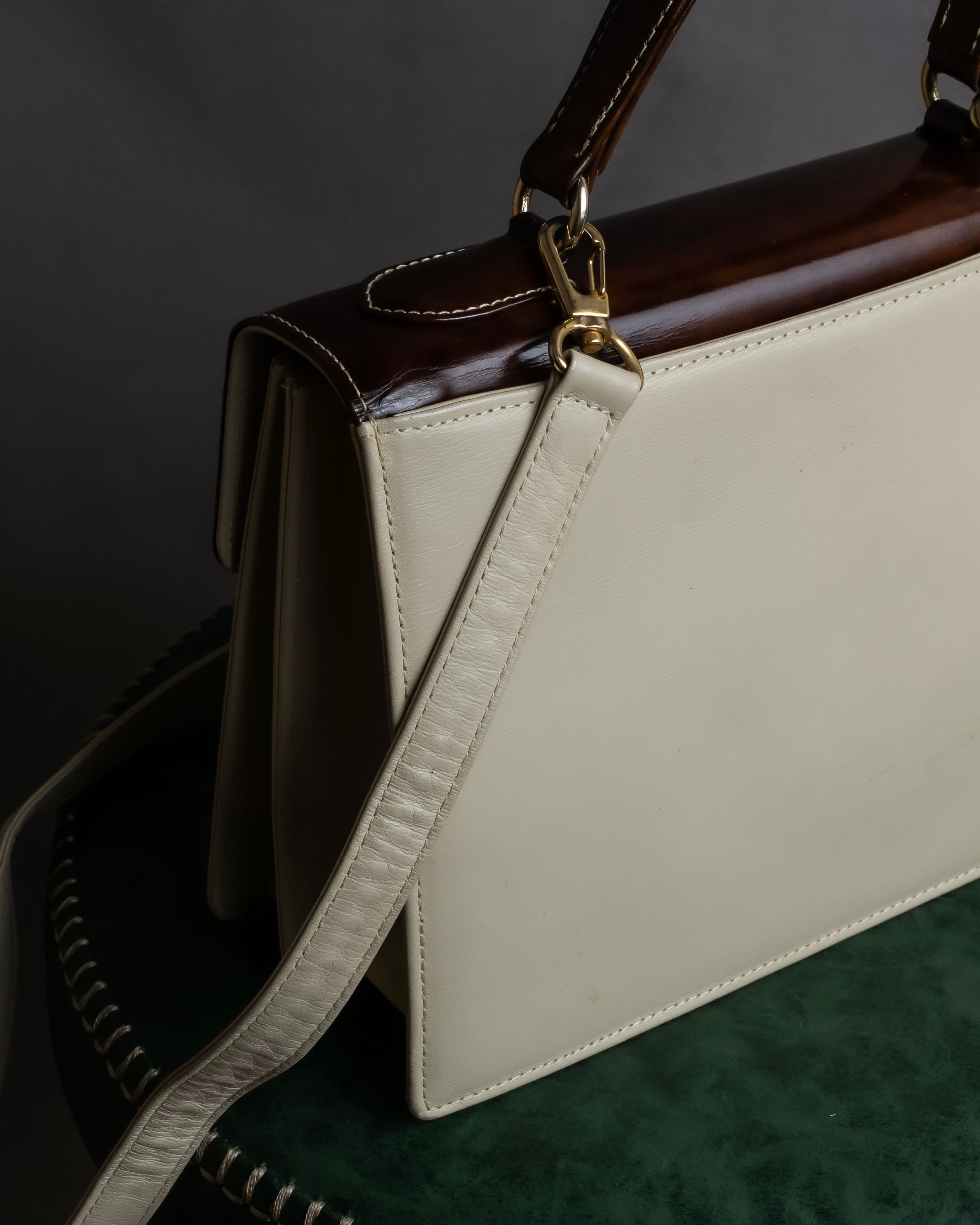 "Valentino Garavani" Square form bicolor 2way leather bag