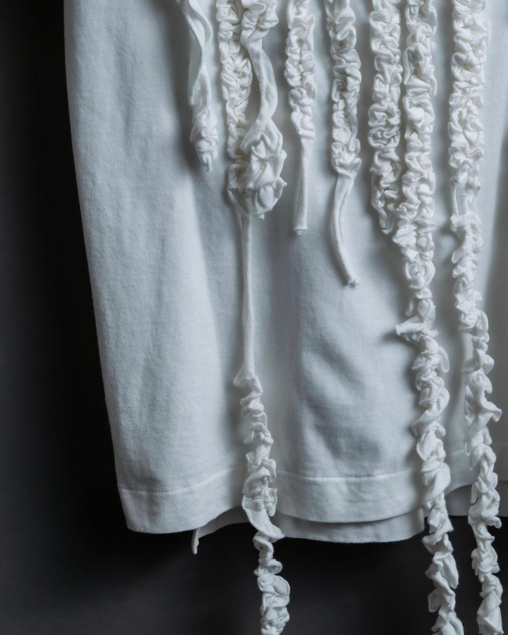 "Yohji Yamamoto POUR HOMME" Long ruffle design soft cotton T-shirt