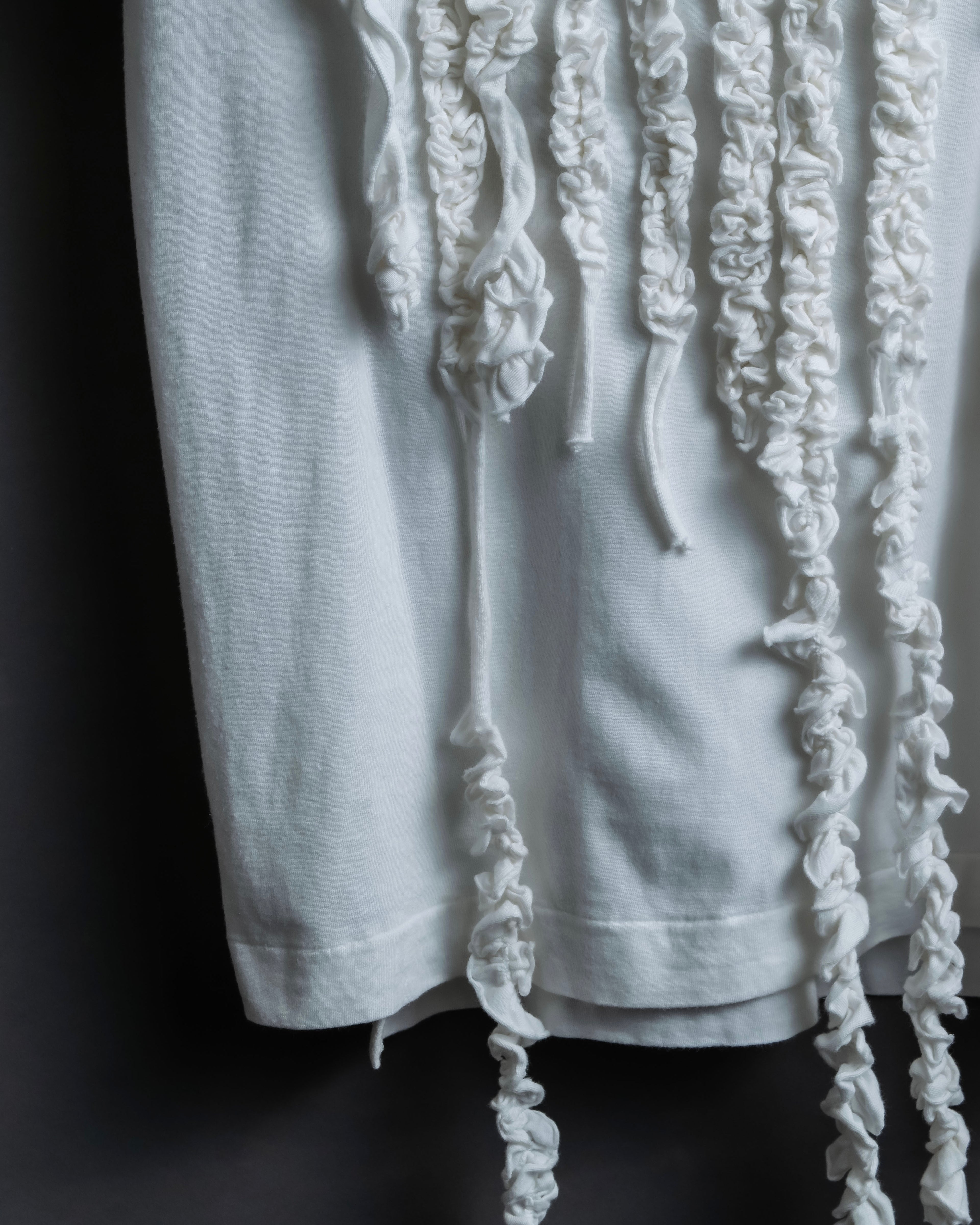 "Yohji Yamamoto POUR HOMME" Long ruffle design soft cotton T-shirt