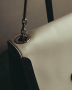 "Salvatore Ferragamo" 10's Bicolor leather chain shoulder bag