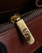 "Valentino Garavani" Reddish brown trapezoid silhouette 2way leather bag