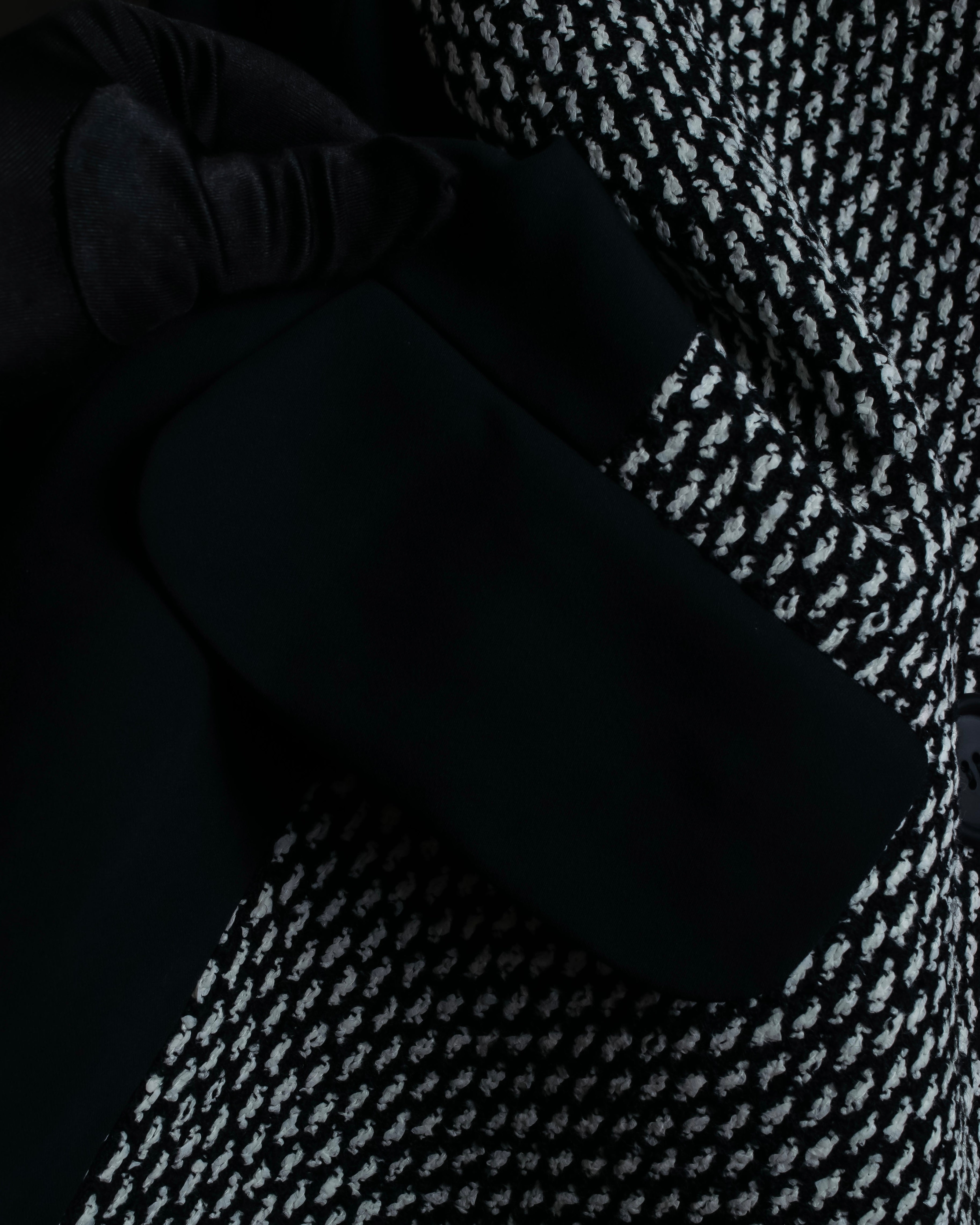 "Christian Dior" Jacquard switching design no-collar jacket