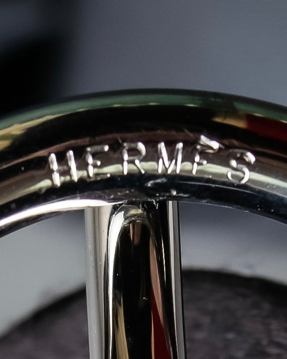"HERMES" Silk cloth docking leather waist mark belt