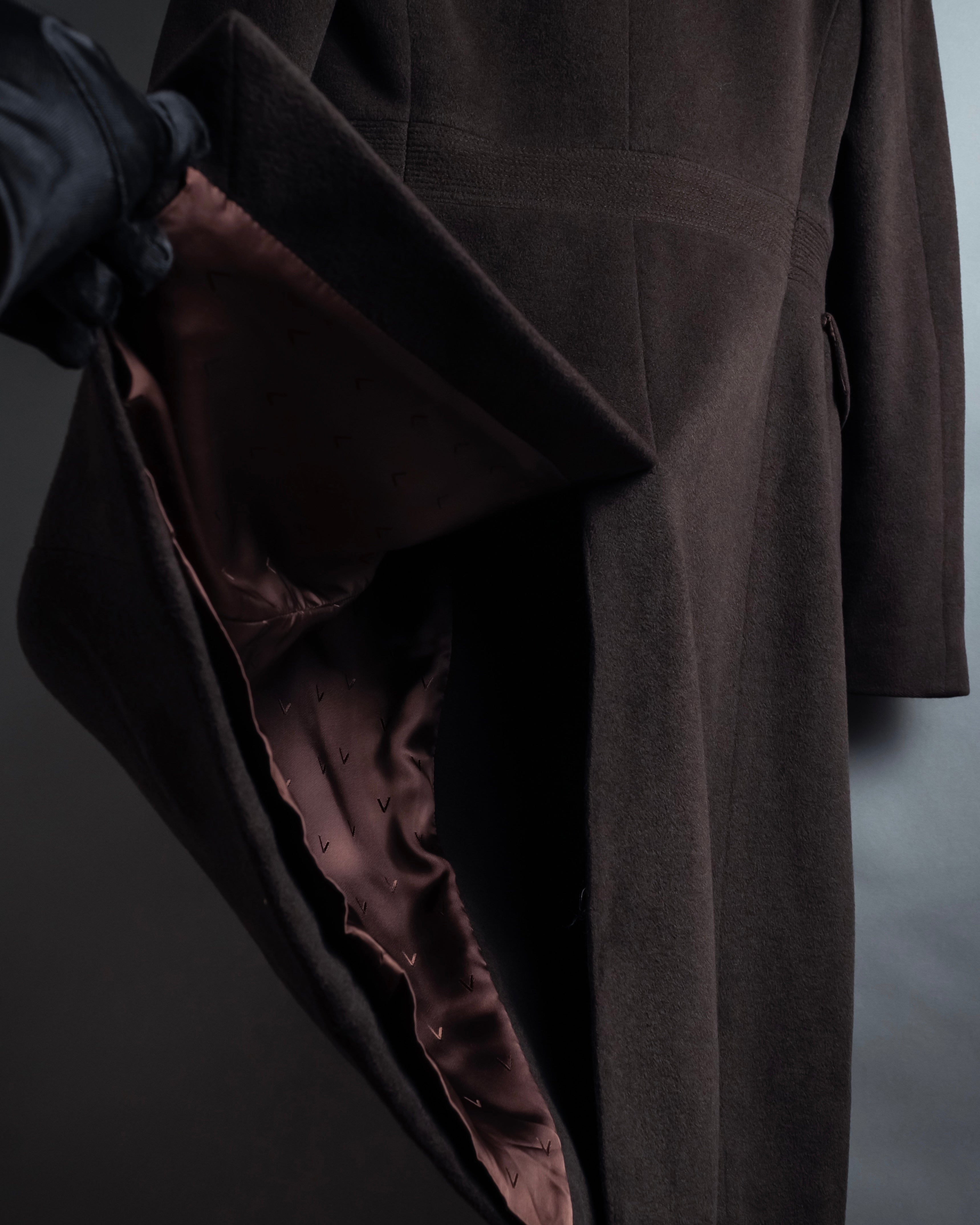 "VALENTINO" Shaped silhouette mocha brown chester coat