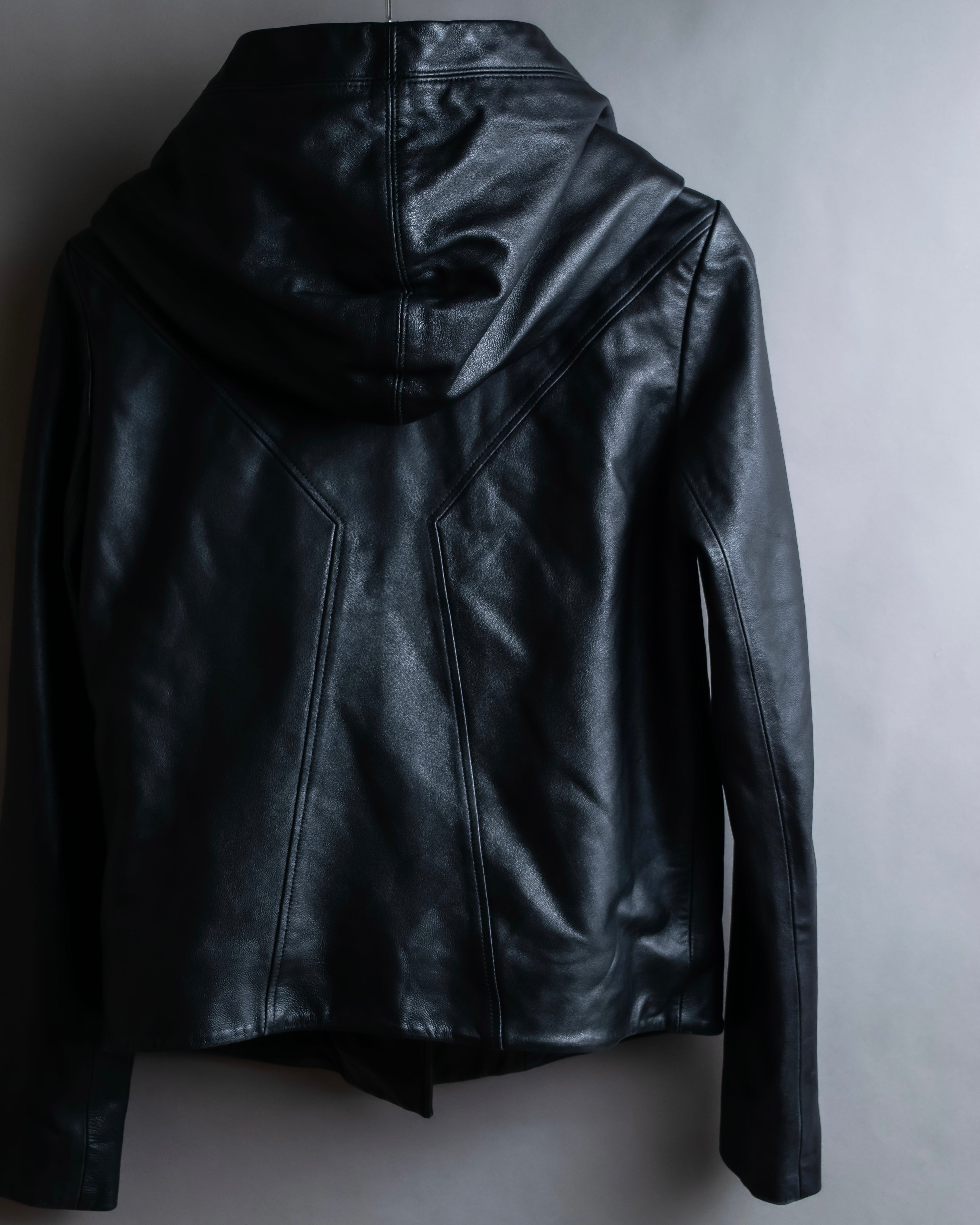 "HELMUT LANG"Boa switching shape leather zip-up jacket