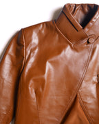 FENDI/ Back Logo Embroidery Calf Leather Short Jacket Brown
