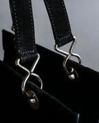 "CELINE" Horizontal form suede one-handle bag