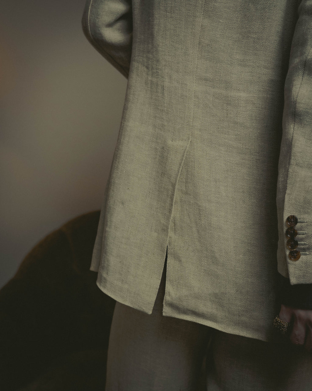 -SPECIAL- “HERMES” 80’s-90’s Herringbone linen suit set