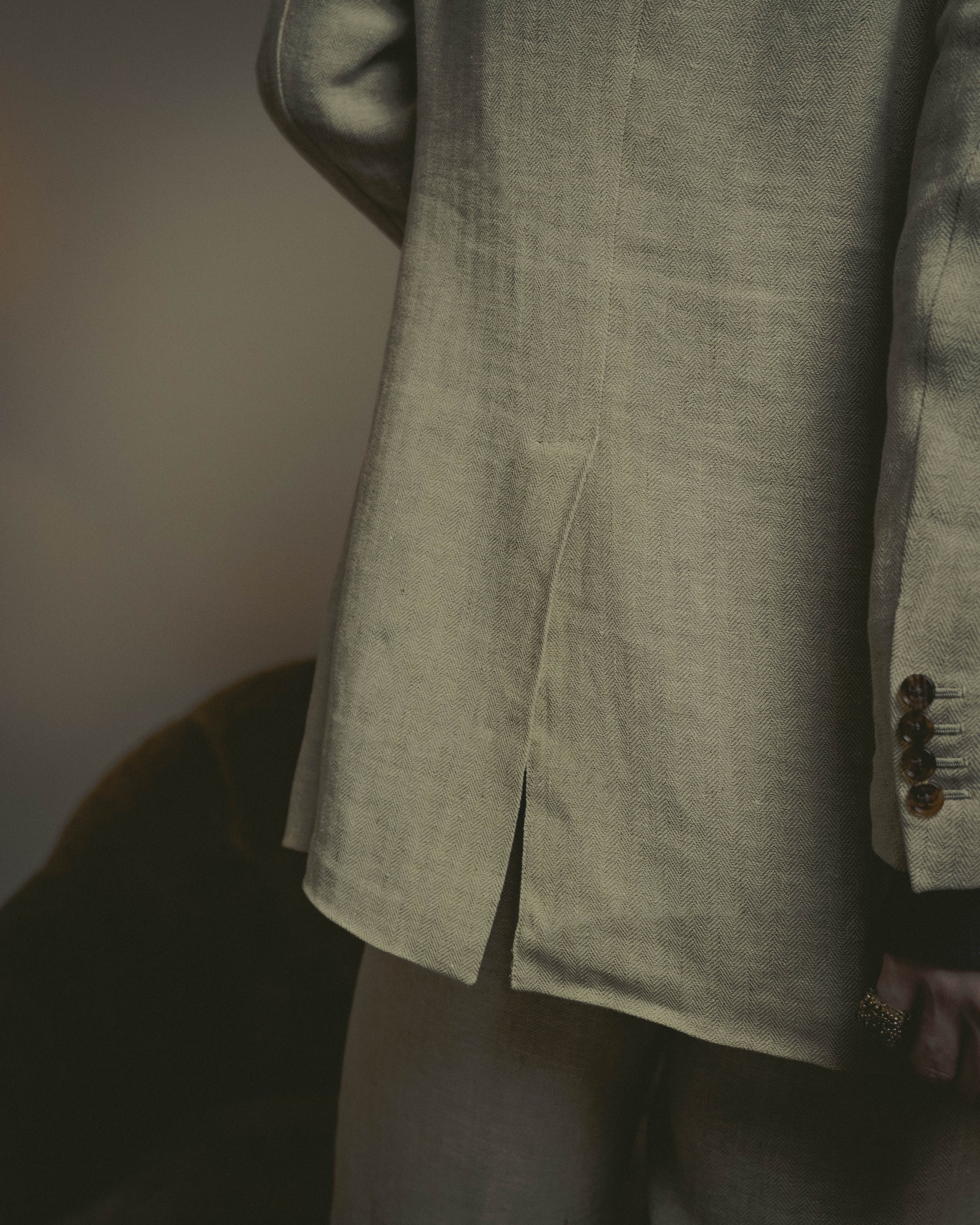 -SPECIAL- “HERMES” 80’s-90’s Herringbone linen suit set