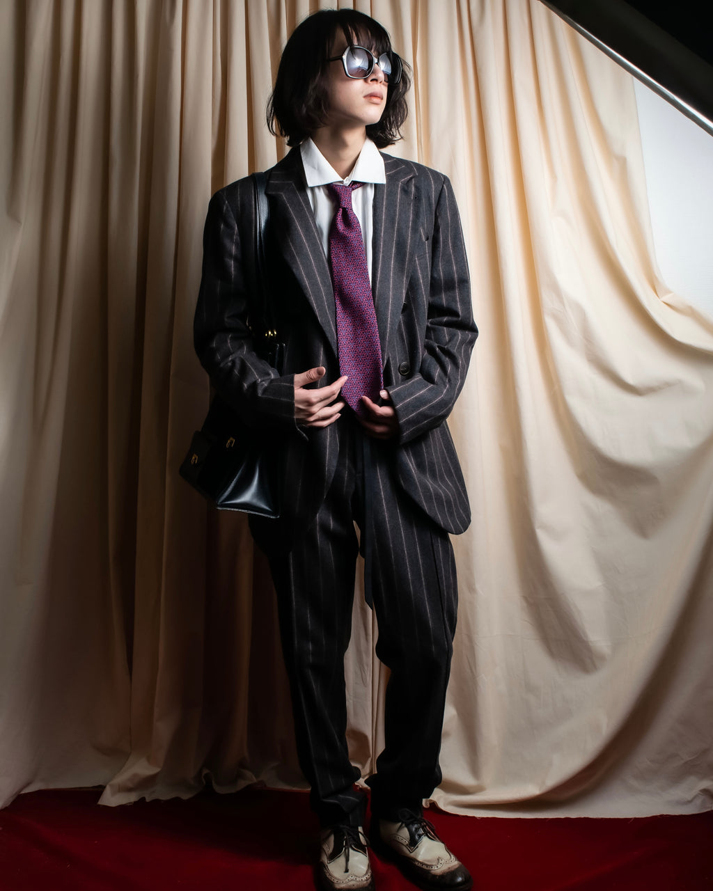 "HERMES" Geometric pattern silk necktie