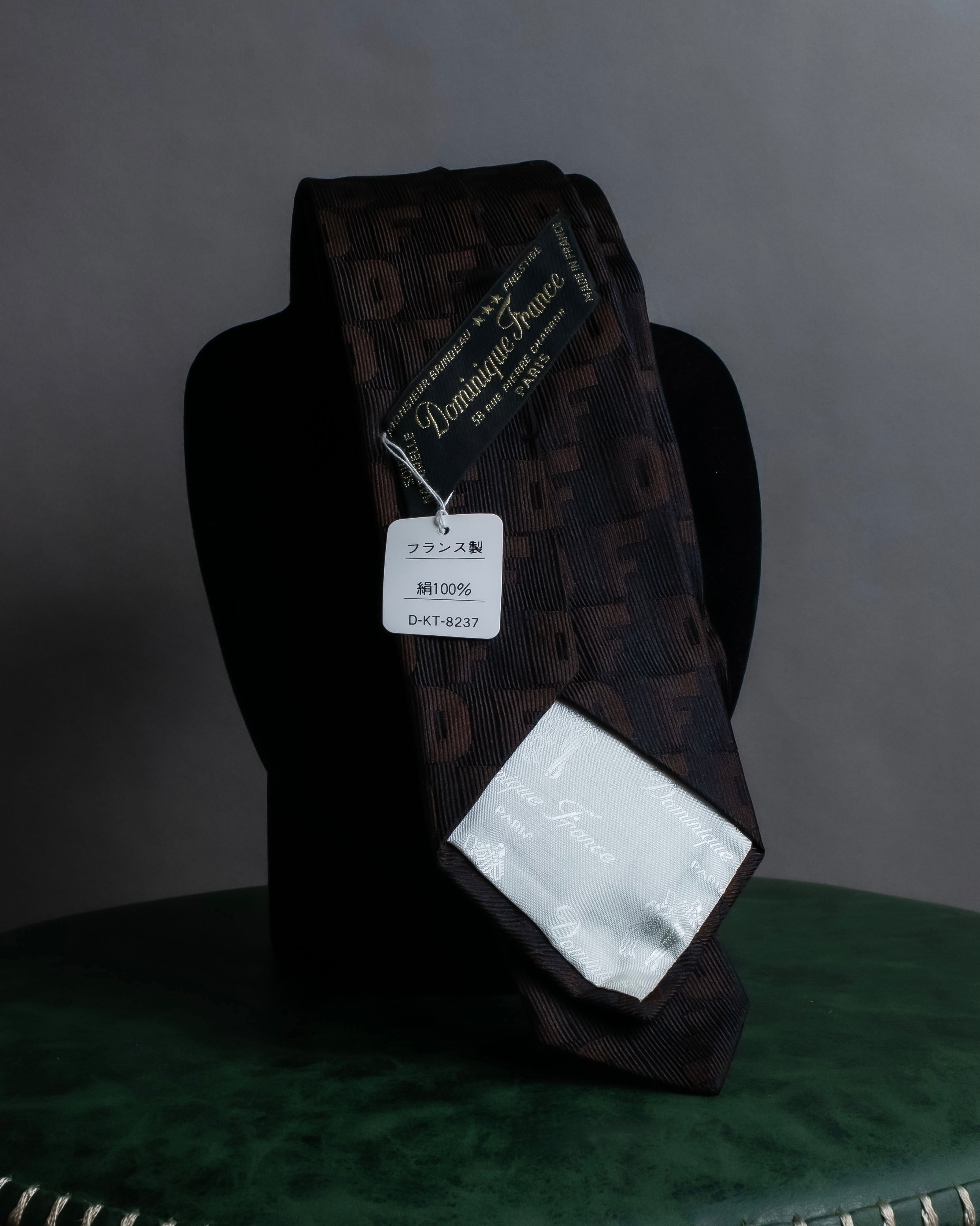 "DOMINIQUE FRANCE" Logo engraved silk necktie