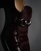 "GUCCI" 90’s-00’s Horsebit haircalf panel loafers