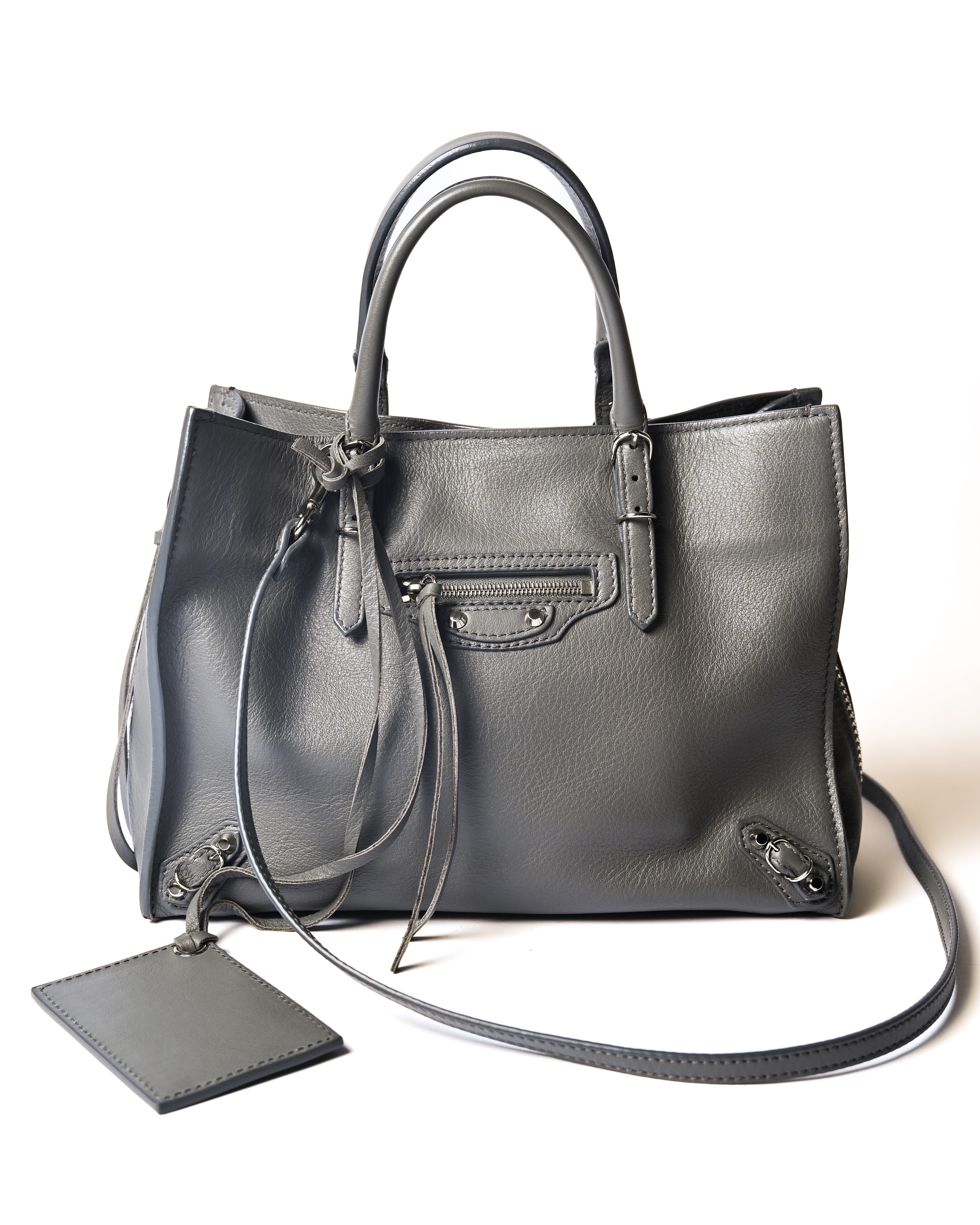 BALENCIAGA/ “Papier A6 ” Zip Around 2 Way Handbag Gray