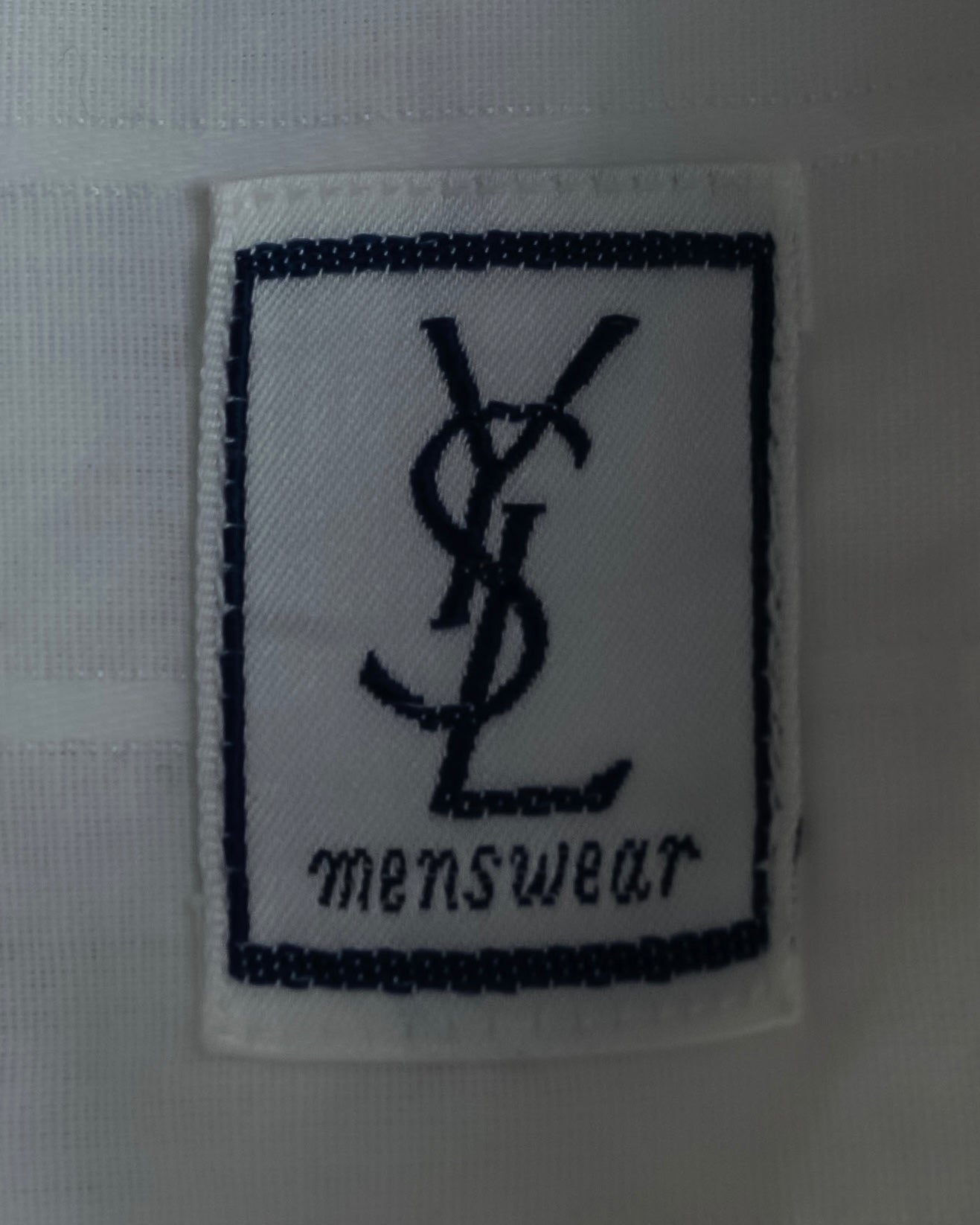 "YVES SAINT LAURENT" 1980's striped weave white shirt