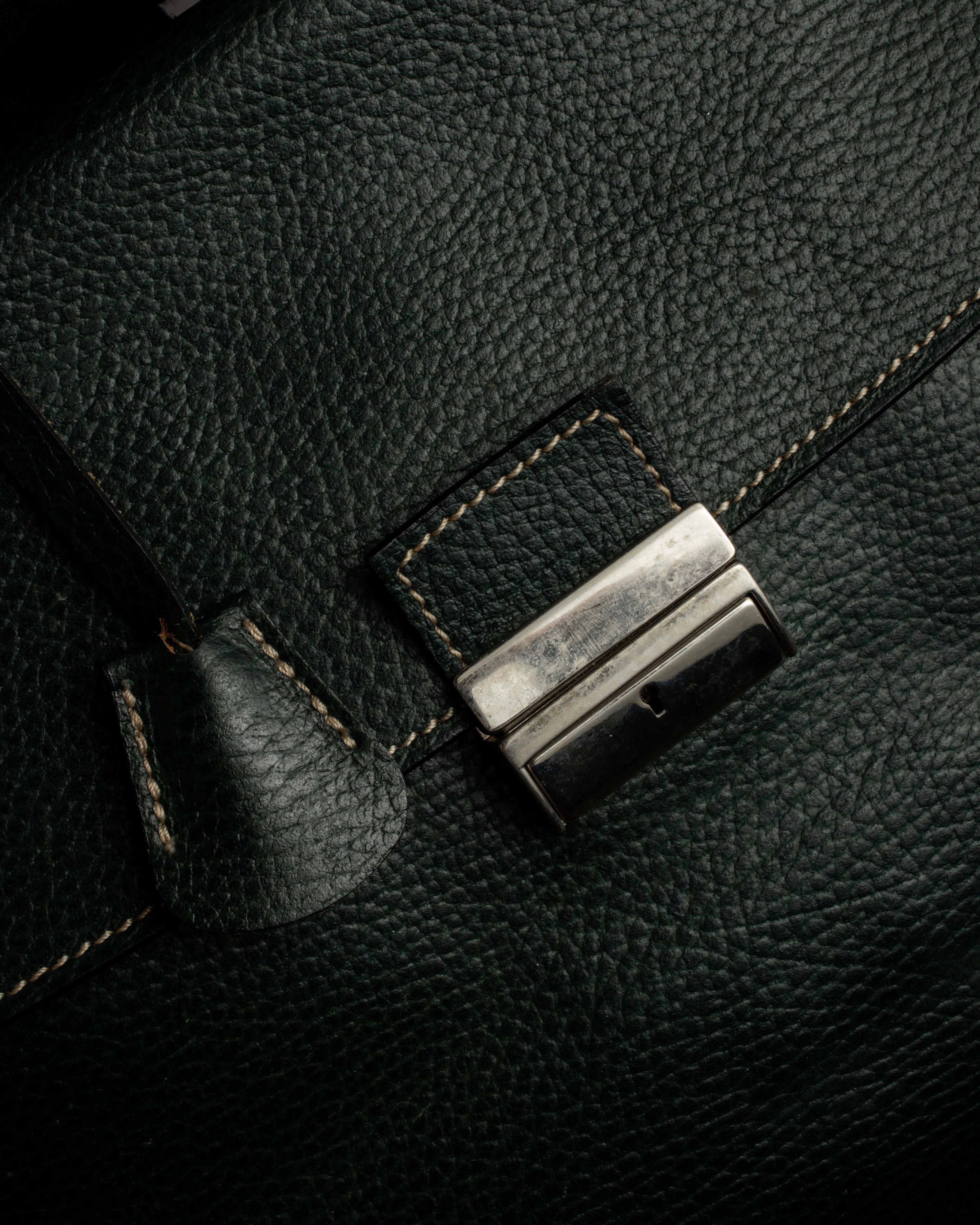 "E. MARINELLA Sottobraccio" Slide closure design 2way leather bag