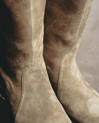 -SPECIAL- “Dior” 00’s Taupe suede square toe riding boots