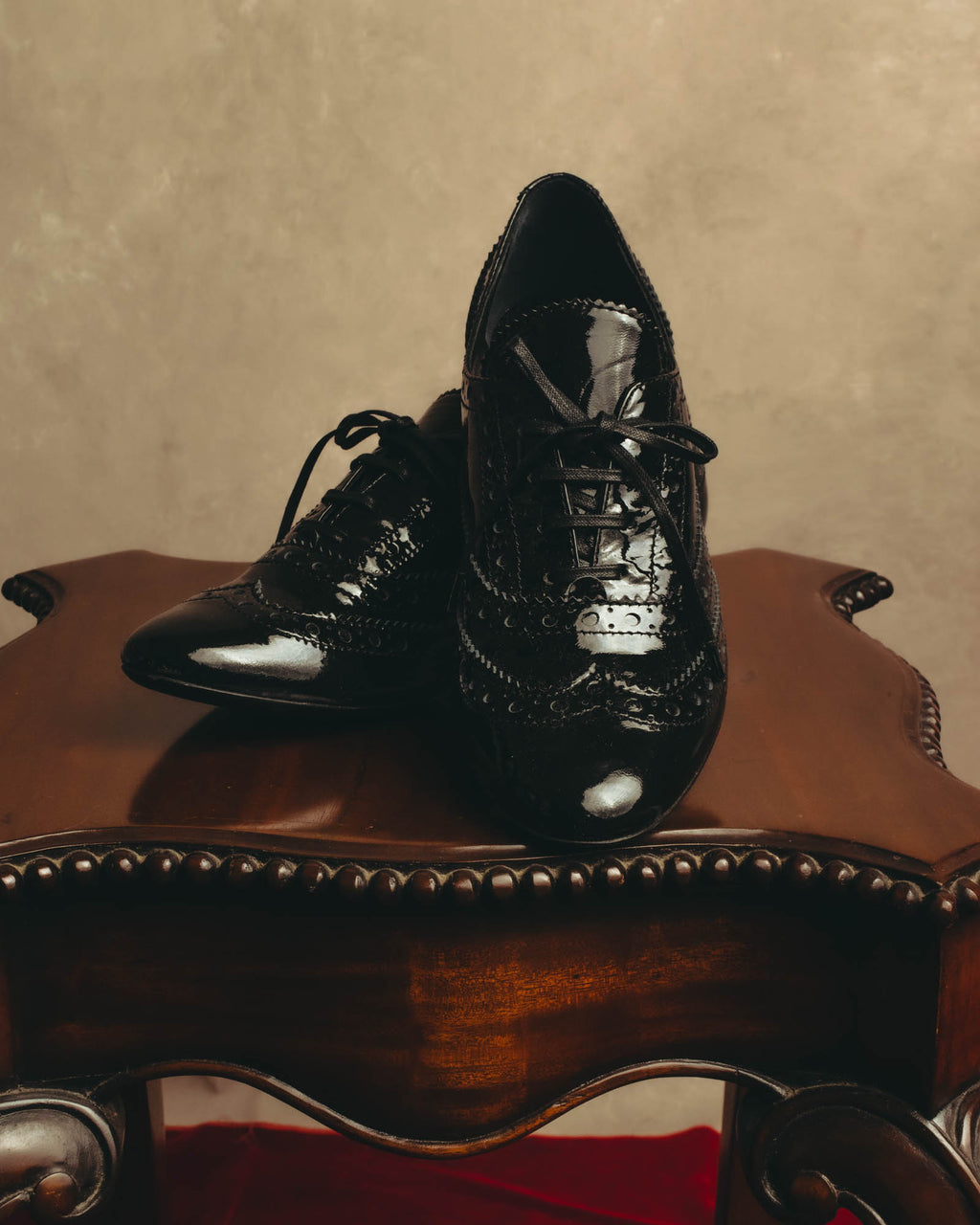 -SPECIAL- “Miu Miu” 2010’s Crystal embellished heel patent leather brogue shoes