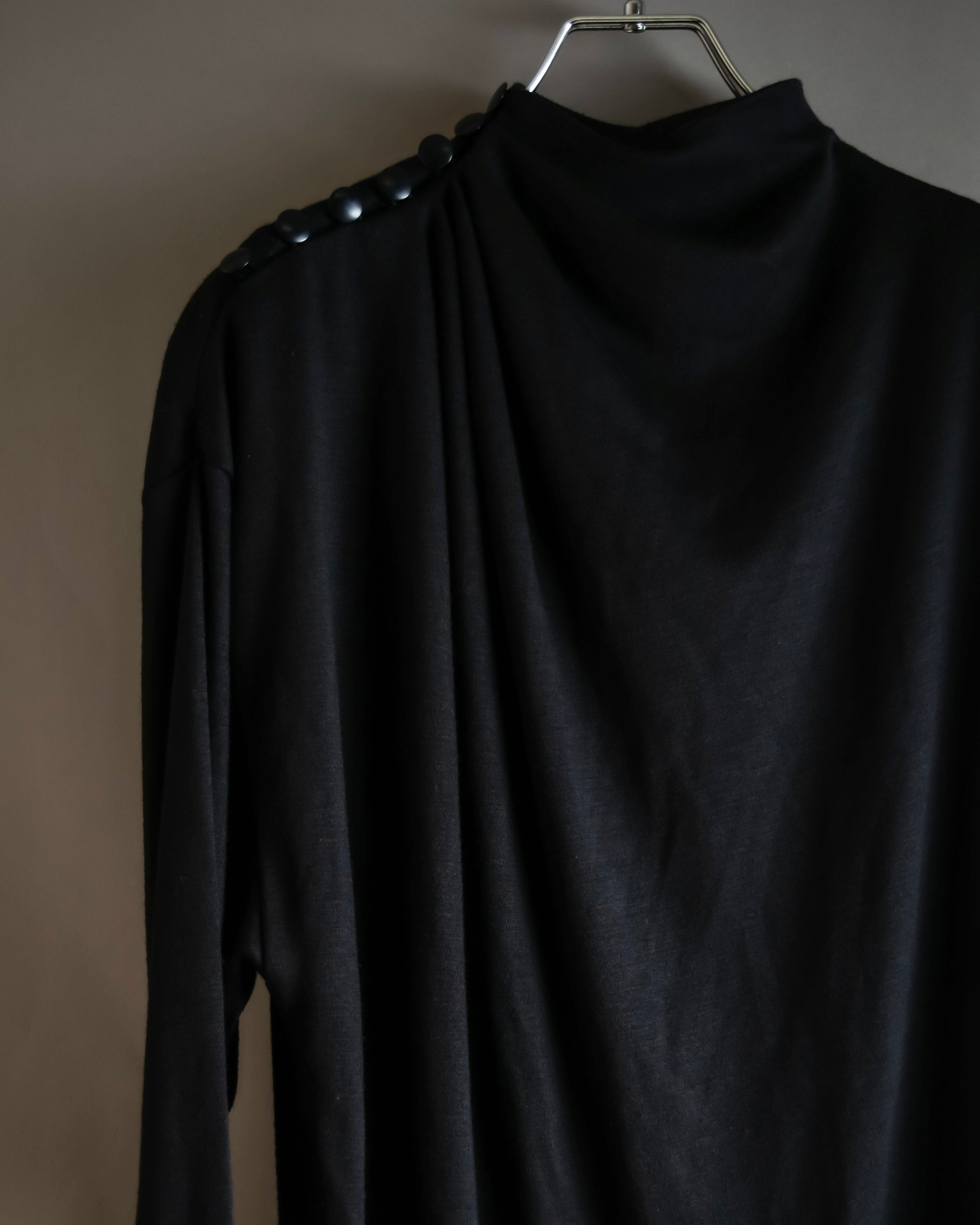 "LANVIN" Asymmetrical shoulder button design long dress