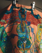 "GUCCI" Late 70's-early 90's oriental motif silk scarf