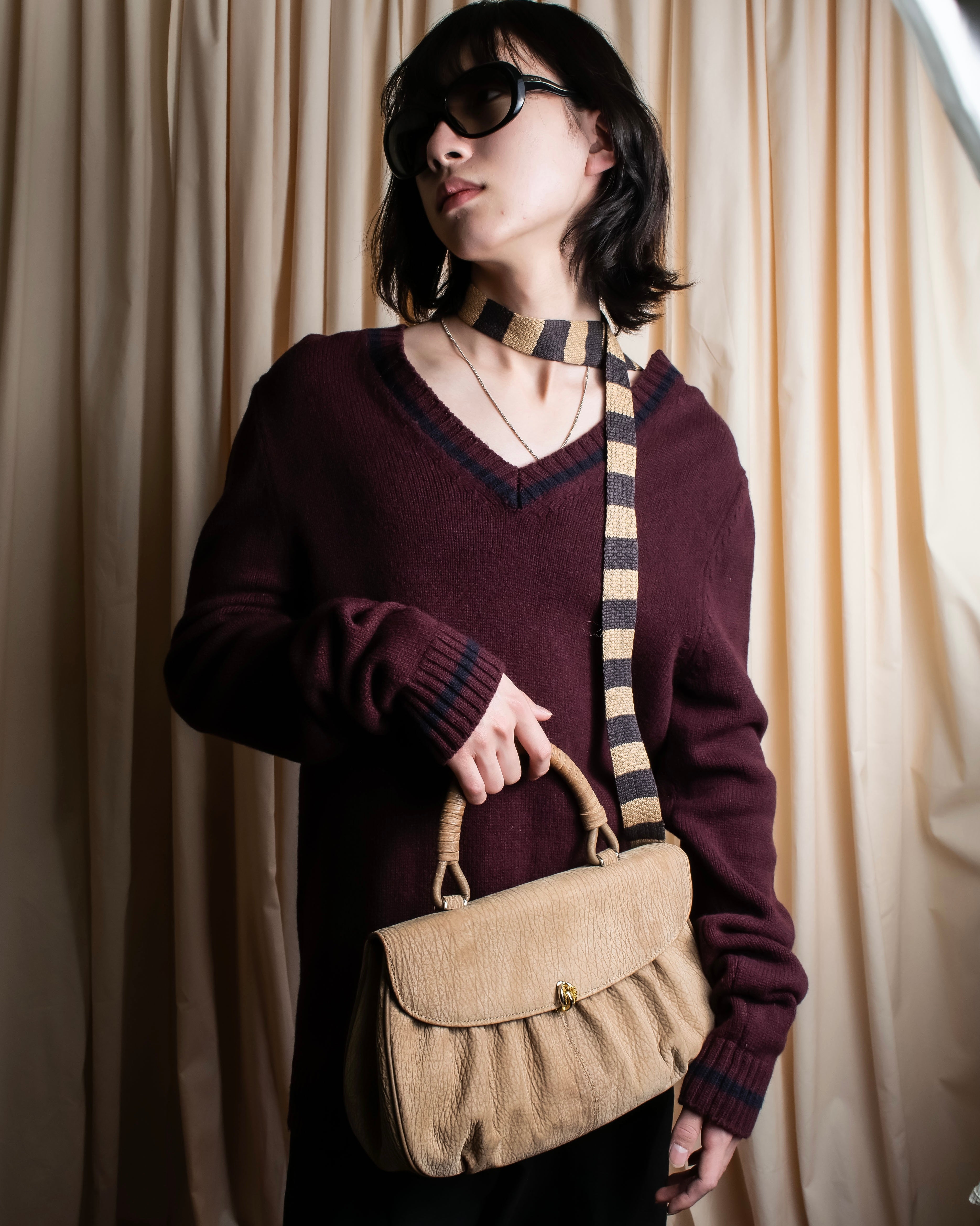 "COMME des GARCONS HOMME"
Regimental stripe square cut knit tie