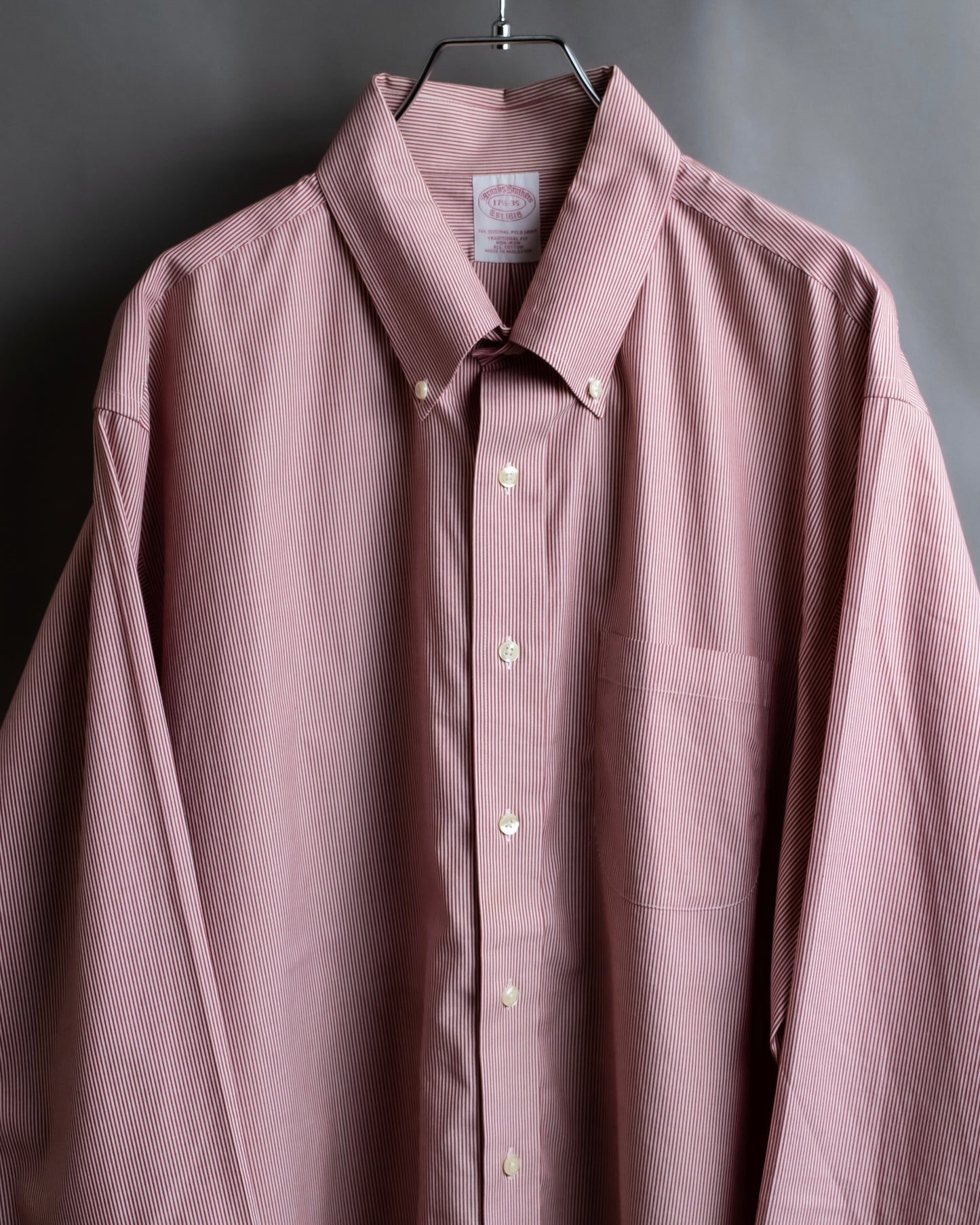 "BROOKS BROTHERS" Ultra thin stripe button down colour oversized shirt