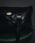 "CELINE" Leather double-pocket ring-hardware shoulder bag