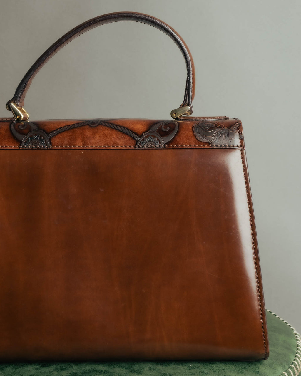 “Catsbro” 00’s-10’s Patinated equestrian leather handbag