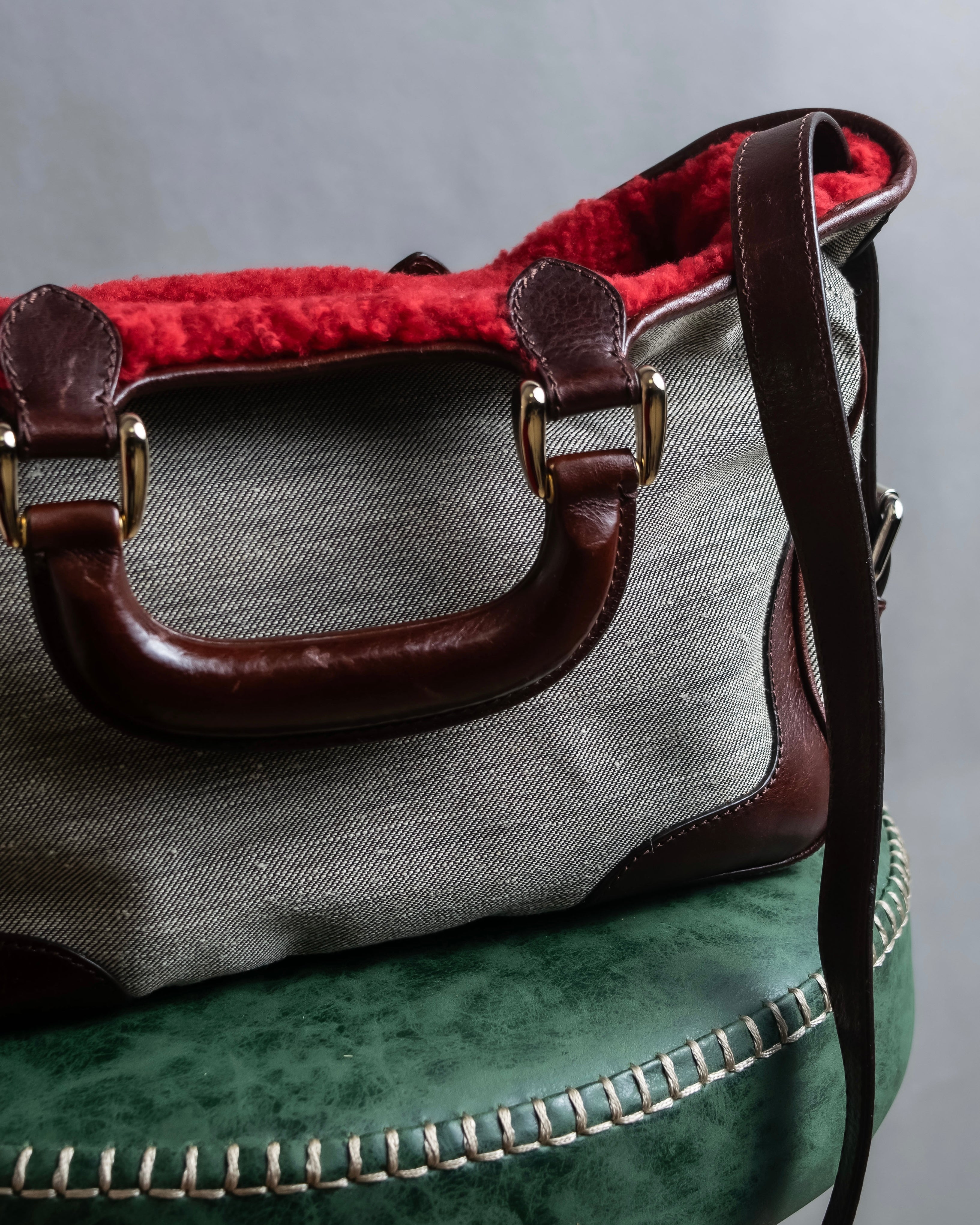 "FENDI" Animal embroidery design boa combination shoulder bag