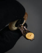 "HERMES" 90’s horn motif buffalo horn clip earrings