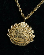"BURBERRYS" Equestrian logo engraved motif necklace