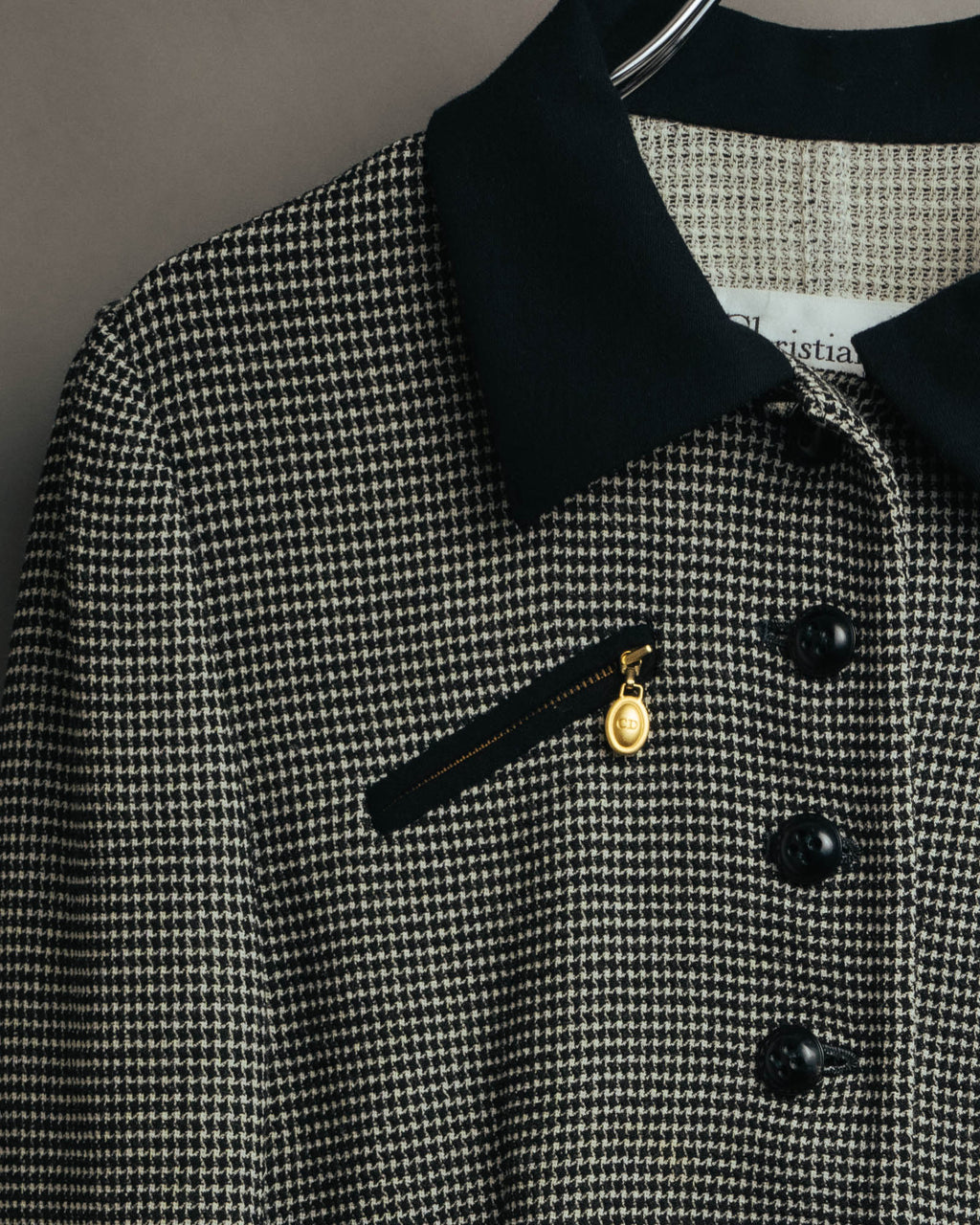 "Christian Dior" 80's-90's Wool-blend houndstooth jacket