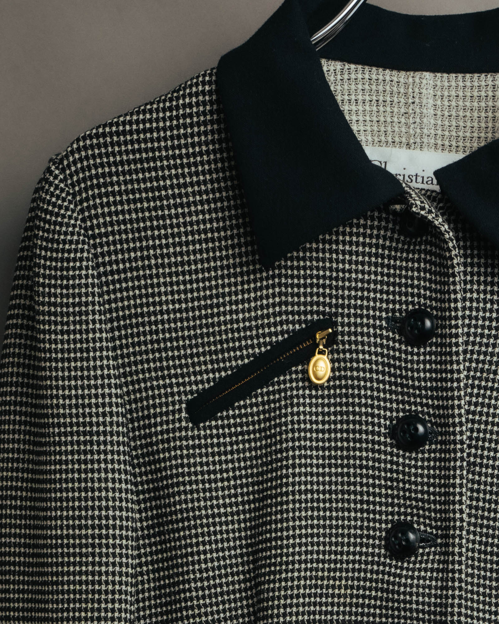 "Christian Dior" 80's-90's Wool-blend houndstooth jacket