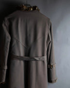 "HIROKI" Real fur lined maxi length belted coat
