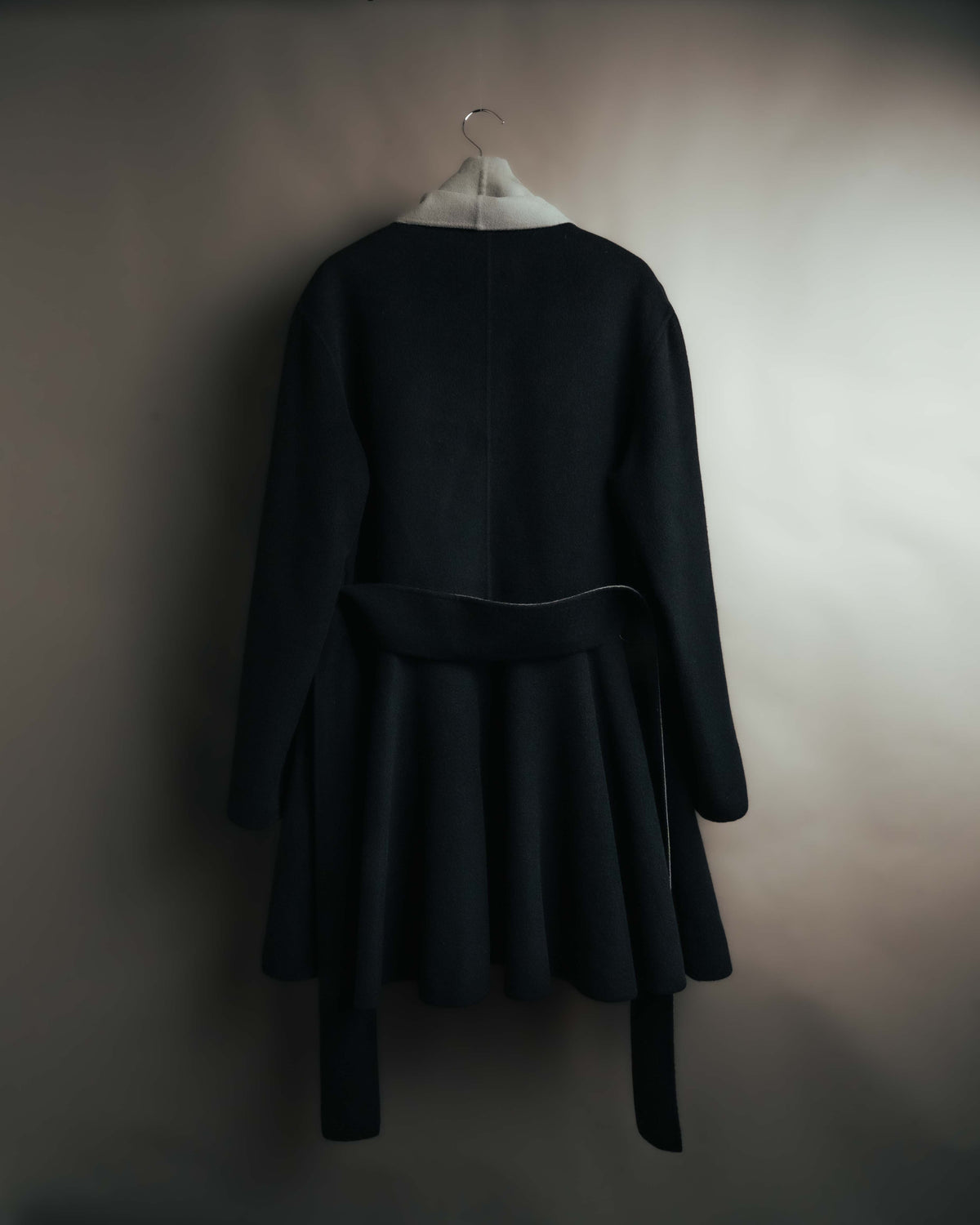 "Christian Dior" 80's-90's Elegant cashmere-collar belted wrap coat