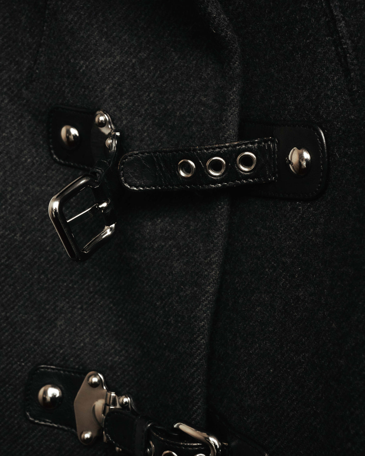 “miu miu” 00’s-10’s Wool angora leather buckle coat