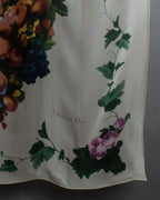 "Christian Dior" Wreath floral design silk scarf