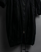 "CELINE" Gathered design hooded double zipper dress