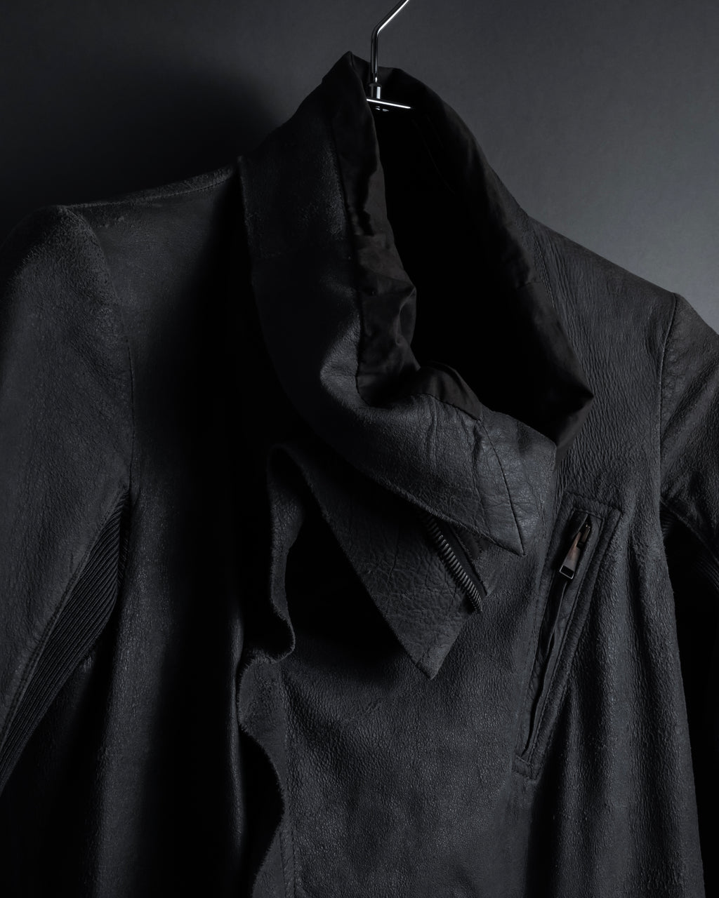 -SPECIAL- "Rick Owens" 13AW Ribbed leather zip-up jacket