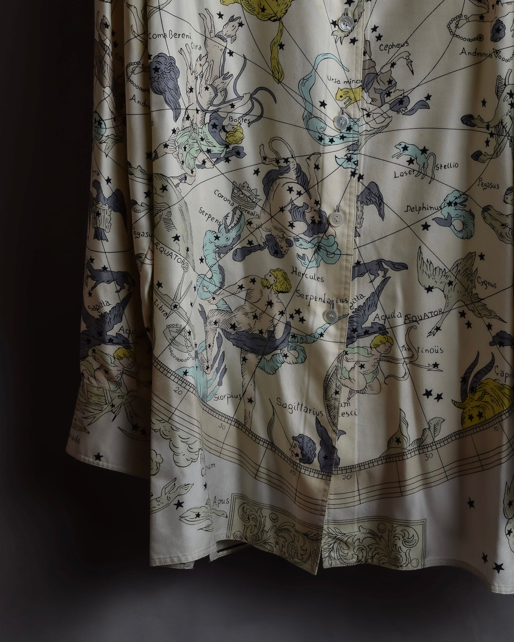 "HERMES" Margiela period Les Étoiles, Stars silk shirt